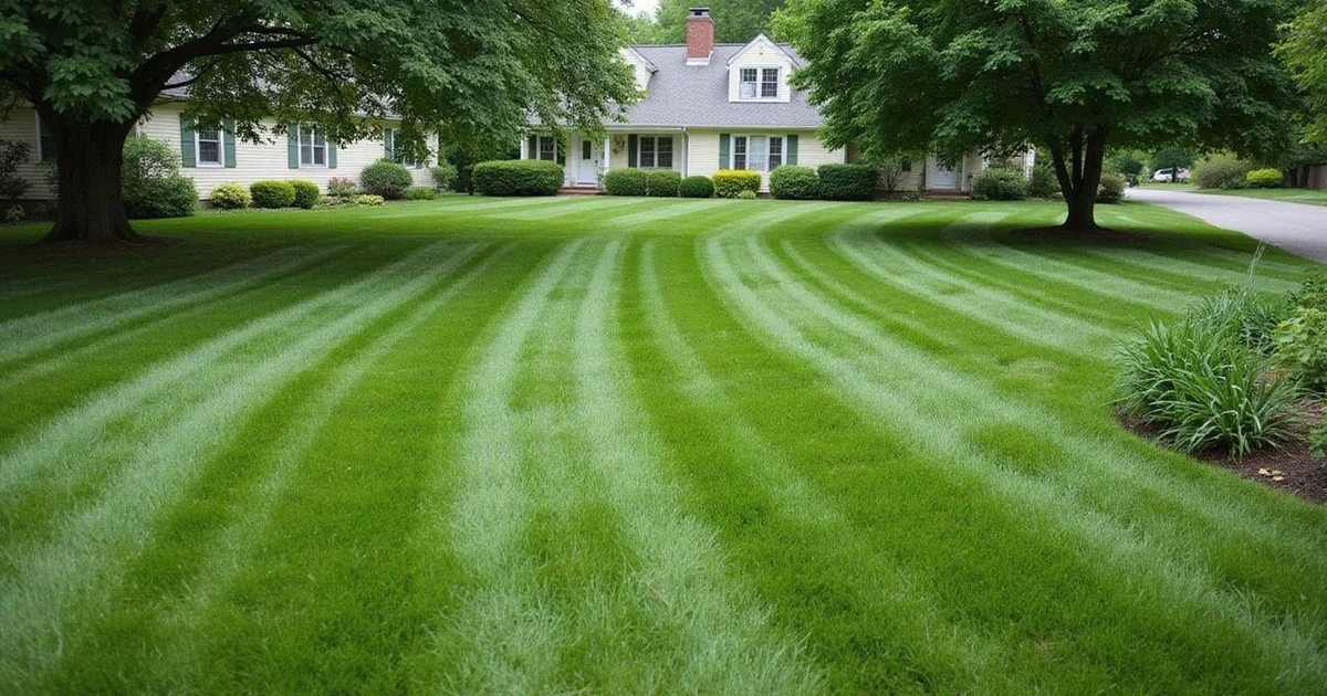 Two side-by-side photos of a suburban Southington lawn - neatly mowed vs slightly overgrown
